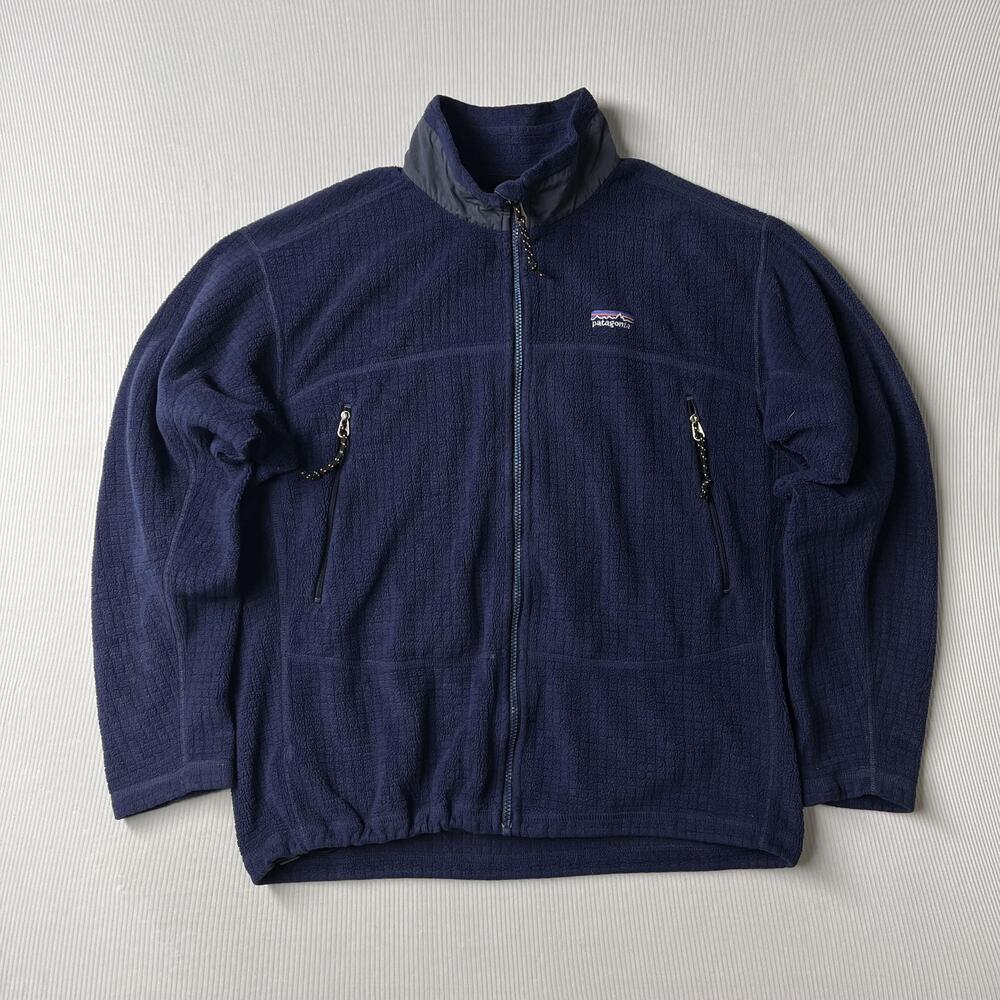 Vintage Patagonia Jacket Mens Large Blue Fleece Full Zip Bomber Made USA 90s